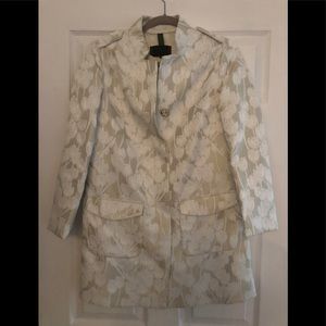 Designer White/Gold patterned Spring Coat